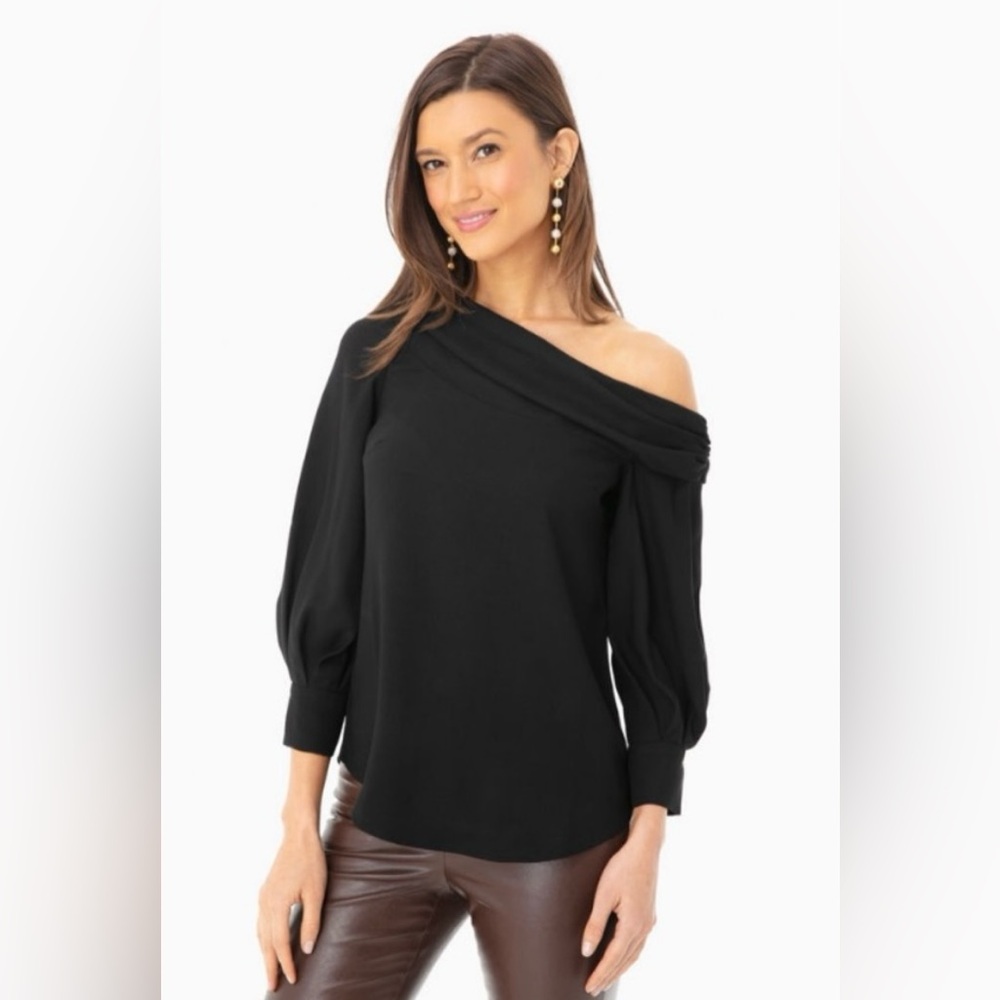 Tuckernuck Black Off-the-Shoulder Puff Sleeve Sweater